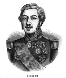 Ritratto di Jean Paul Adam Schramm (1789-1884) generale francese. Incisione in "Le Illustrazioni dell
