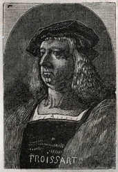 Ritratto di Jean Froissart, cronista francese del medioevo - incisione in "Histoire de France" di Victor Duruy - 1882