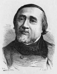 Ritratto di Jules Francois Dupuis Delcourt (1802-1864), aeronauta francese - in "Album della Scienza; illustri scienziati; Grandi scoperte" 1896