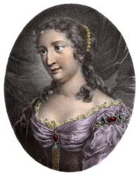 Ritratto di Madame de La Fayette, romanziera francese - Marie-Madeleine Pioche de La Vergne, Contessa di Lafayette (1634-1693). Incisione del XIX secolo