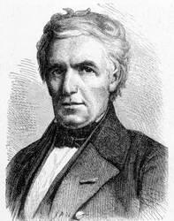 Ritratto di Marc Séguin (1786 - 1844), ingegnere francese che concepì il principio dei ponti sospesi, anche inventore della caldaia tubolare - in "Album della Scienza; illustri scienziati; Grandi scoperte" 1896