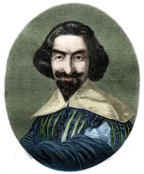 Ritratto di Miguel de Cervantes Saavedra (1547-1616), scrittore spagnolo. Incisione del 1852 dal dipinto di Velasquez