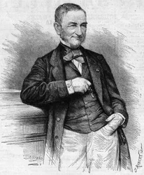 Ritratto di Moreau Chaslon, presidente del consiglio di amministrazione della Compagnie Generale des Omnibus (CGO). XIX secolo. Incisione in "Le Monde Illustré" n.660 del 4 dicembre 1869