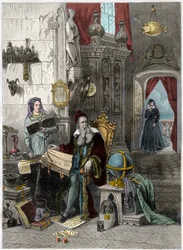 Ritratto di Nostradamus, Michel de Notre Dame (1503-1566) astrologo e medico francese con Caterina de