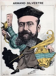 Ritratto di Paul Armand Silvestre (1837-1901), poeta francese - caricatura di Collignon e Tocqueville in "Les Hommes d