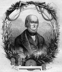 Ritratto di Philippe de Girard (1775-1845), inventore e industriale francese, creatore della macchina per filare il lino. Incisione del 1866-1867.