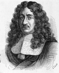 Ritratto di Pierre Paul de Riquet (1604 - 1680), ingegnere francese che costruì il canale du midi - in "Album della Scienza; illustri scienziati; Grandi scoperte" 1896