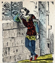 Ritratto del Principe Carlo di Bassa Lotaringia (Carlo I di Lorena) (953-991) rinchiuso a Orleans nel 991 (Carlo, Duca di Bassa Lorena imprigionato da Ugo Capeto a Orleans, dove morì poco dopo, 991) Immagine di Epinal XIX secolo