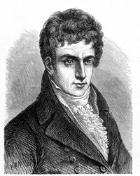 Ritratto di Robert Fulton (1765 - 1815), meccanico americano che costruì il primo sottomarino a elica - in "Album della Scienza; illustri scienziati; Grandi scoperte" 1896