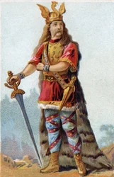 Ritratto di Vercingetorige (72-46 a.C.), Re dei Galli. Cromolitografia intorno al 1890
