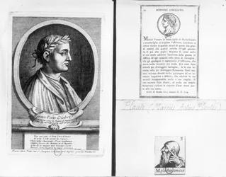 Ritratti di Orazio (65-8 a.C.), Scipione Emiliano (Africano Minore) (185-129 a.C.) e Plauto (c.254-184 a.C.)