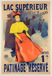 Poster pubblicitario di una pista di pattinaggio sul Lac superieur nel Bois de Boulogne