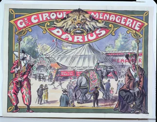 Poster pubblicitario per il Grand Cirque Menagerie Darius, 1924