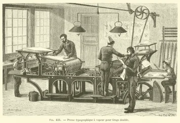 Presse typographique a vapeur pour tirage double (incisione)