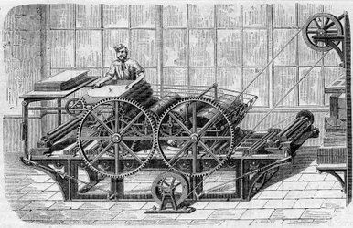 Stampa di un giornale: pressa meccanica per la stampa