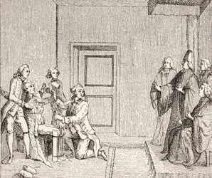 Prigioniero sottoposto a tortura con lo stivale, 1875