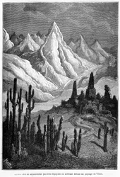 Proiezione immaginaria di un paesaggio di Venere - in "Le terre del cielo" di Camille Flammarion, ed. Marpon & Flammarion, Parigi