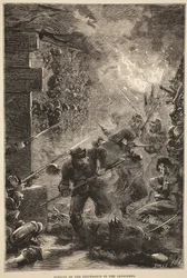 Inseguimento degli insorti nelle catacombe, maggio 1871, illustrazione da Cassells History of the War between France and Germany, 1870-1871