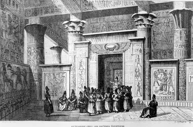 Pitagora (c.580-500 a.C.) con i sacerdoti egiziani