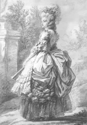 Regina Maria Antonietta (1755-93) che cammina in un giardino, 1780