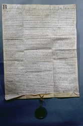 Ratifica da parte di Raimondo VII (1197-1249) conte di Tolosa del Trattato di Meaux, c.1229