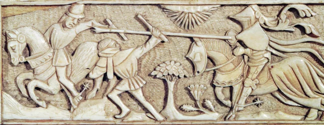 Rilievo che raffigura cavalieri in combattimento, (dettaglio)