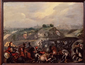 Guerre di religione: il re Enrico IV alla battaglia di Ivry il 14/03/1590 (dipinto)