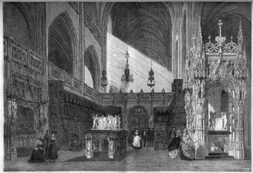 Architettura religiosa: vista del coro della chiesa (1513-1532) di Brou, Ain (01)