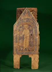 Cassa reliquiario di San Calminio, dettaglio di San Pietro che tiene le chiavi, Limoges