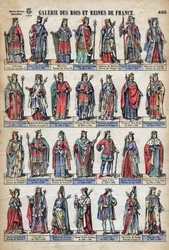Rappresentazione dei re e delle regine di Francia della dinastia dei Capetingi (da Luigi VII a Carlo VIII). Illustrazione fine XIX secolo.