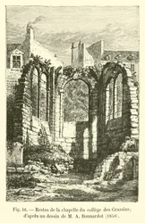 Resti della cappella del collegio dei Grassins; da un disegno di Bonnardot, 1850