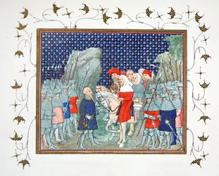 Riccardo II tradito a Penmaur Rhos e fatto prigioniero dal duca di Northumberland, copia facsimile da Le Prinse et Mort du Roy Richart di Jean Creton, ristampa XIX secolo