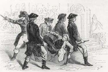 Rivolta a Rennes, gentiluomo ferito, illustrazione da Bretagne et Vendee, Histoire de la Revolution dans l