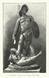 Gladiatori romani in combattimento (incisione)
