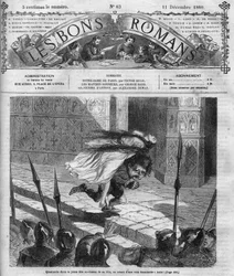 Romanzo a puntate: “Notre Dame de Paris” di Victor Hugo (1802-1885). Quasimodo ed Esmeralda. Incisione in “Les bons romances”