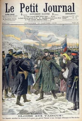 Guerra russo-giapponese 1904-1905: i giapponesi permettono al generale Stoessel e ai difensori russi di Port Arthur una resa onorevole. Da Le petit Journal, Parigi