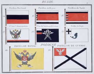 Bandiere russe, da un libro francese delle bandiere, c.1819