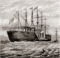SS Great Eastern, nave a vapore in ferro progettata da Isambard Kingdom Brunel, da Les Merveilles de la Science, pubblicato c.1870