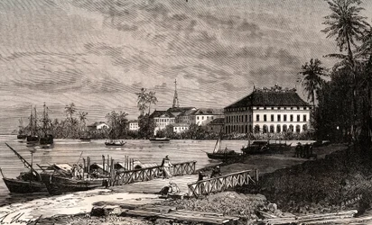 Saigon - Vietnam - Ho-Chi-Minh City - incisione in “La France illustrée: geografia, storia, amministrazione statistica” di V.-A. Malt-Brown. 1884