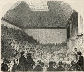 Sala delle lezioni al Collège de France a Parigi nel XIX secolo - Incisione in "Tableau-de-Paris" di Edmond Texier 1852