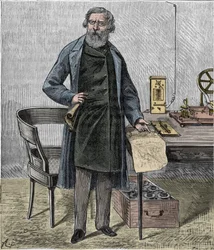 Ritratto di Samuel F. B. Morse, artista americano e inventore del codice Morse - incisione in 
