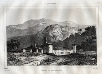 Santa Maria di Vallombrosa abbazia benedettina situata nel comune di Reggello, in Toscana - Abbazia di Vallombrosa - Incisione da 