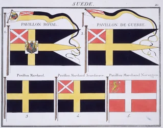 Bandiere scandinave, da un libro francese delle bandiere, c.1819