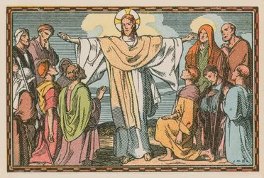 Scena dalla vita di Gesù (incisione colorata)