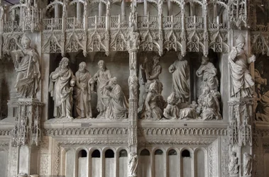 Scena del coro della cattedrale di Chartres: trasfigurazione, Gesù e la Cananea