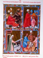 Scene della vita di San Biagio, facsimile di un manoscritto del XV secolo del Legendaire des Anjou-Hongrie, scuola di Bologna