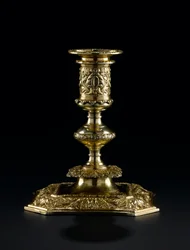 Candeliere in argento dorato con ugello staccabile, dal servizio da toeletta Lennoxlove, di proprietà di Frances Teresa Stewart, Duchessa di Richmond e Lennox: Francese, Parigi, di Pierre Masse, 1661 - 1662