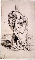 San Francesco che sostiene il Cristo crocifisso