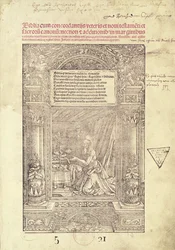 San Girolamo nel suo studiolo, frontespizio di una Bibbia, stampato da J. Marion, Lione, 1521