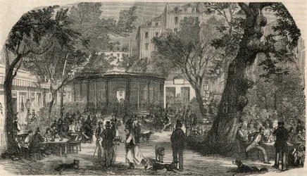 Timbro del Cheval Blanc a Parigi nel XIX secolo - Incisione in "Tableau-de-Paris" di Edmond Texier 1852